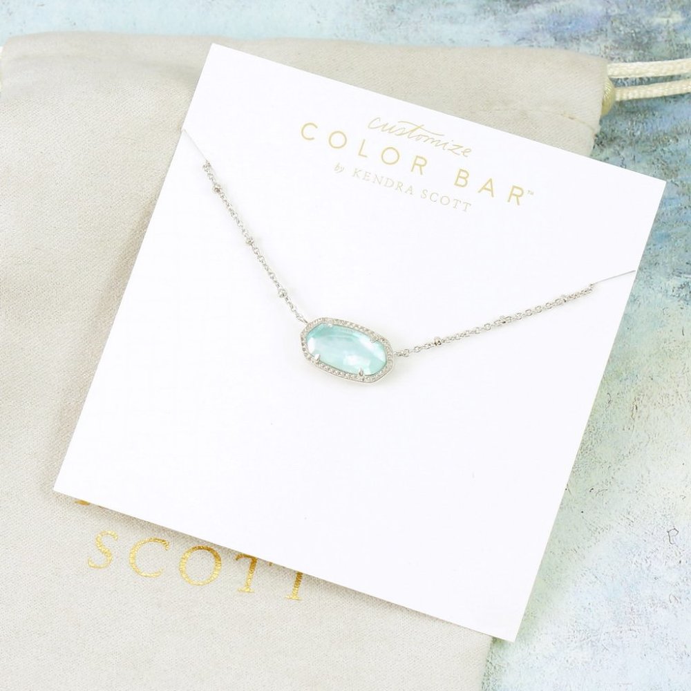 Kendra Scott Elisa Satellite Necklace Light Blue Illusion Silver Tone March - Picture 2 of 4